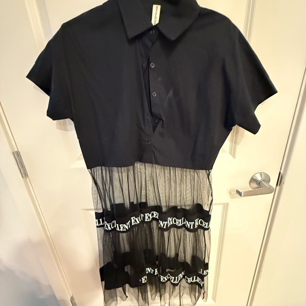 Black Sheer Panel Dress wear with leggings